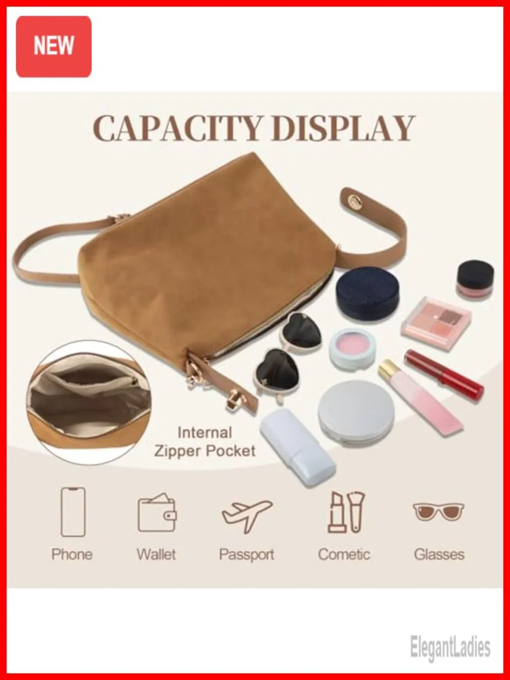 Suede Leather Hobo Tote Shoulder Bag Crossbody Satchel
